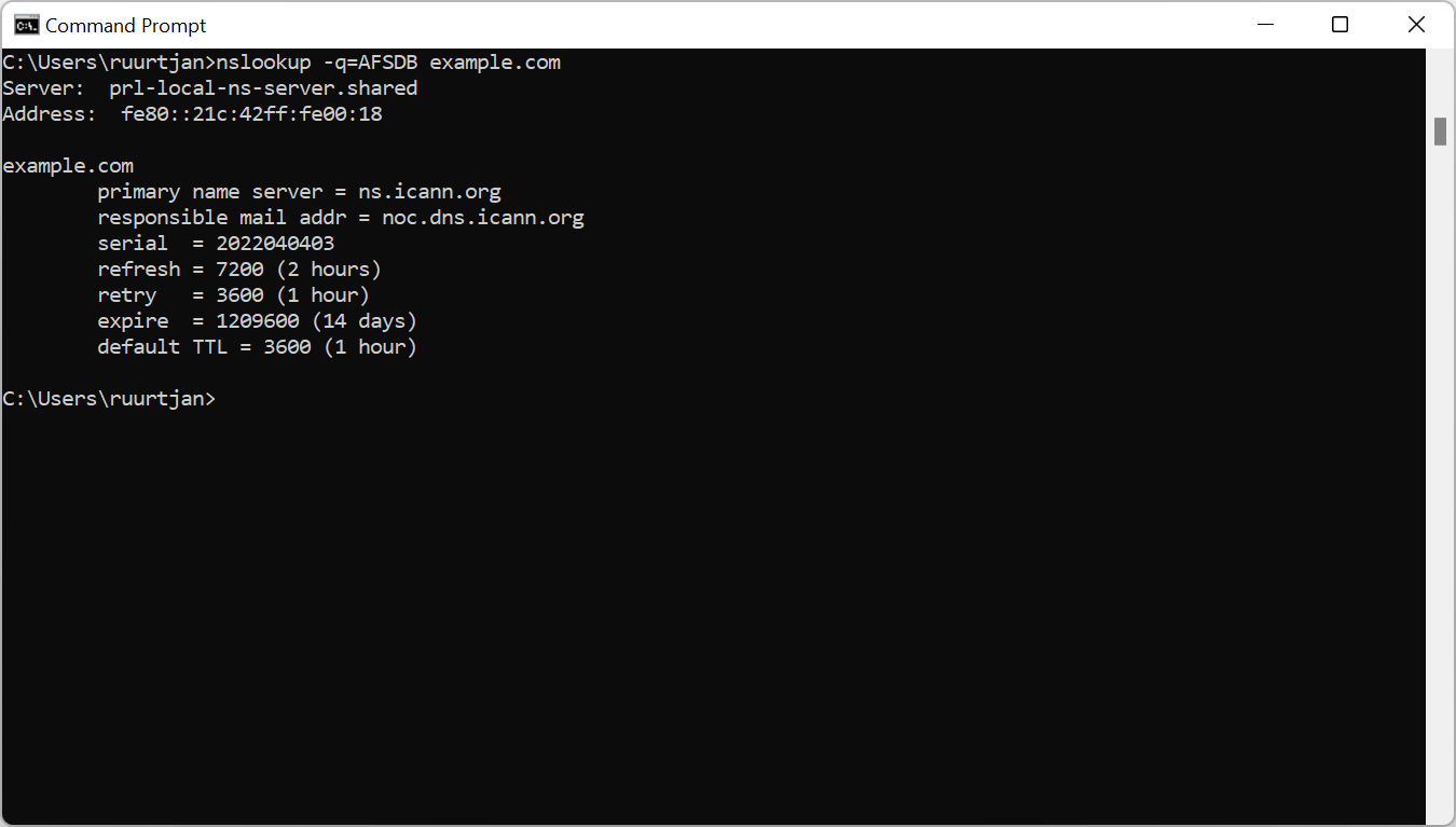 AFSDB lookup in Windows