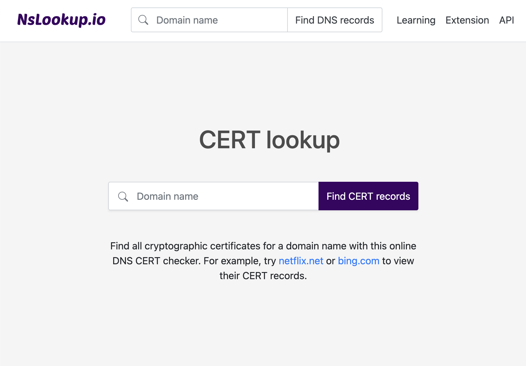 Open the CERT lookup tool