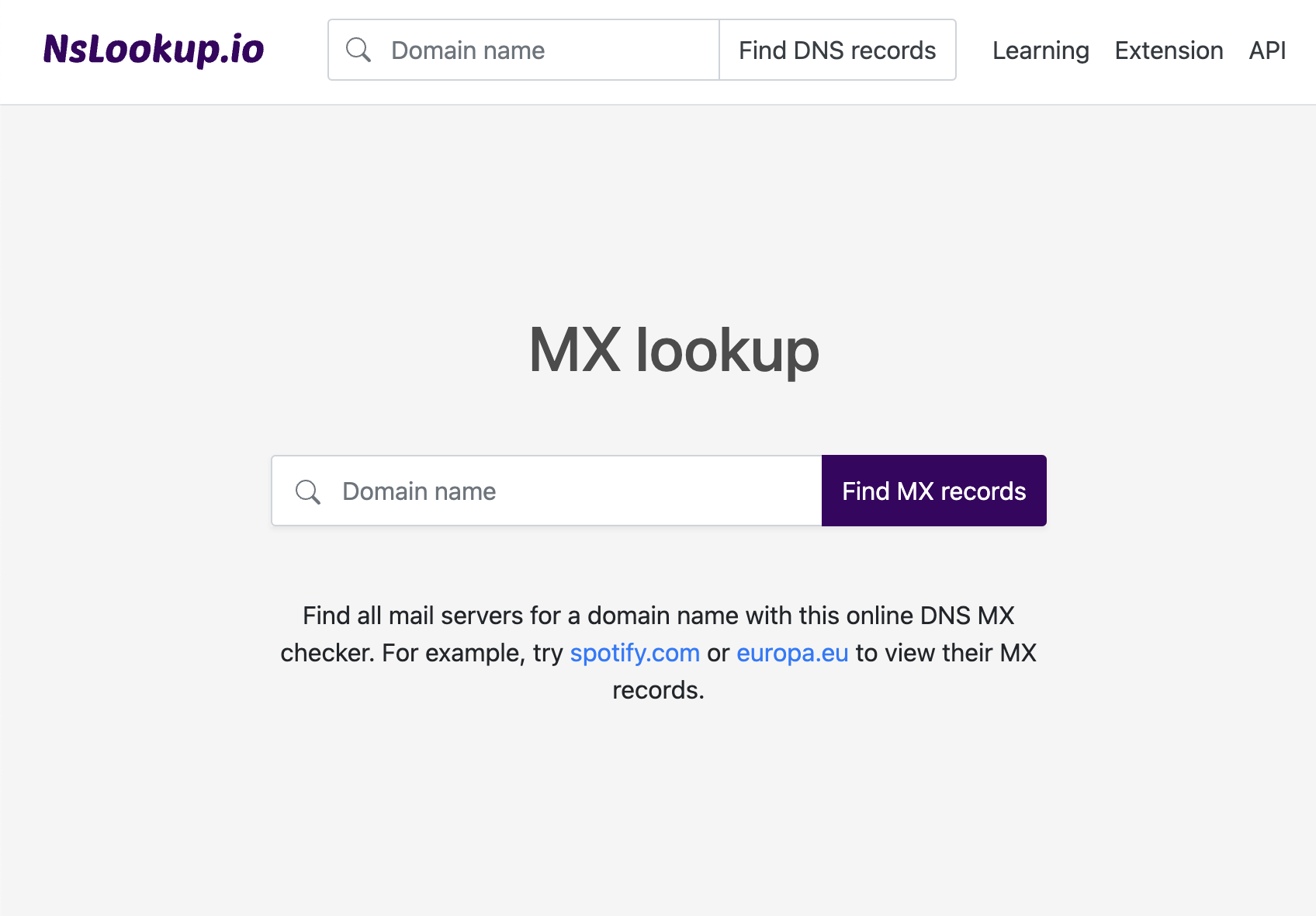 Open the MX lookup tool